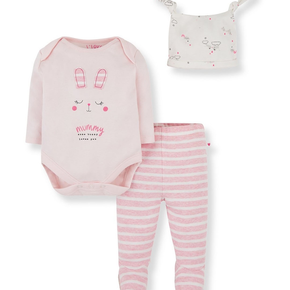 

Girls Full Sleeves 3 Piece Set Glitter Text Print And Patch - Pink