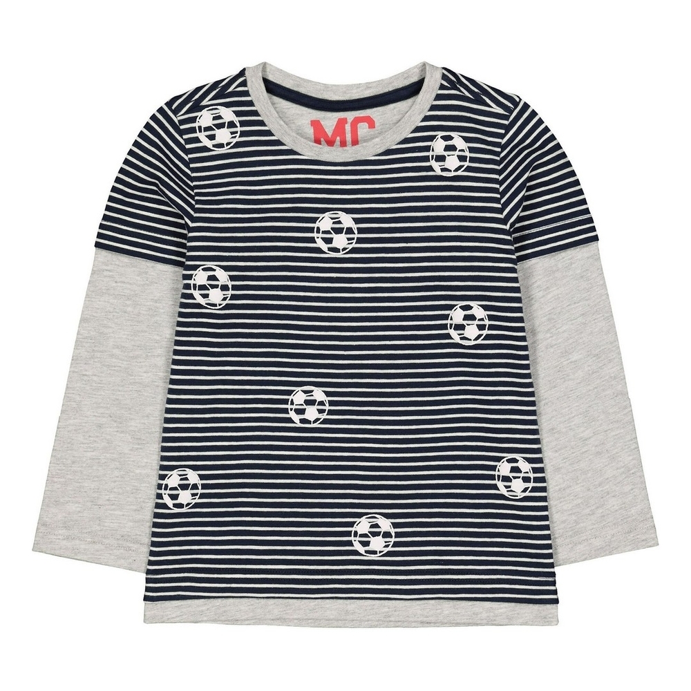 

Navy Mock Sleeve T-Shirt