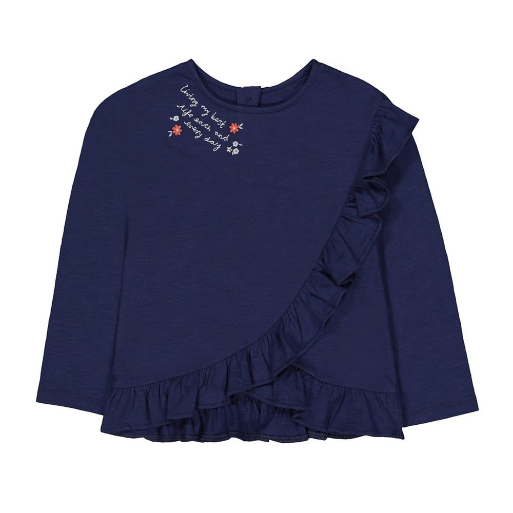 

Navy Floral Wrap Frill T-Shirt