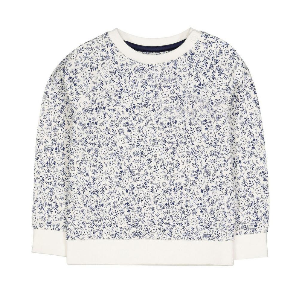 

White And Blue Ditsy Floral Sweat Top