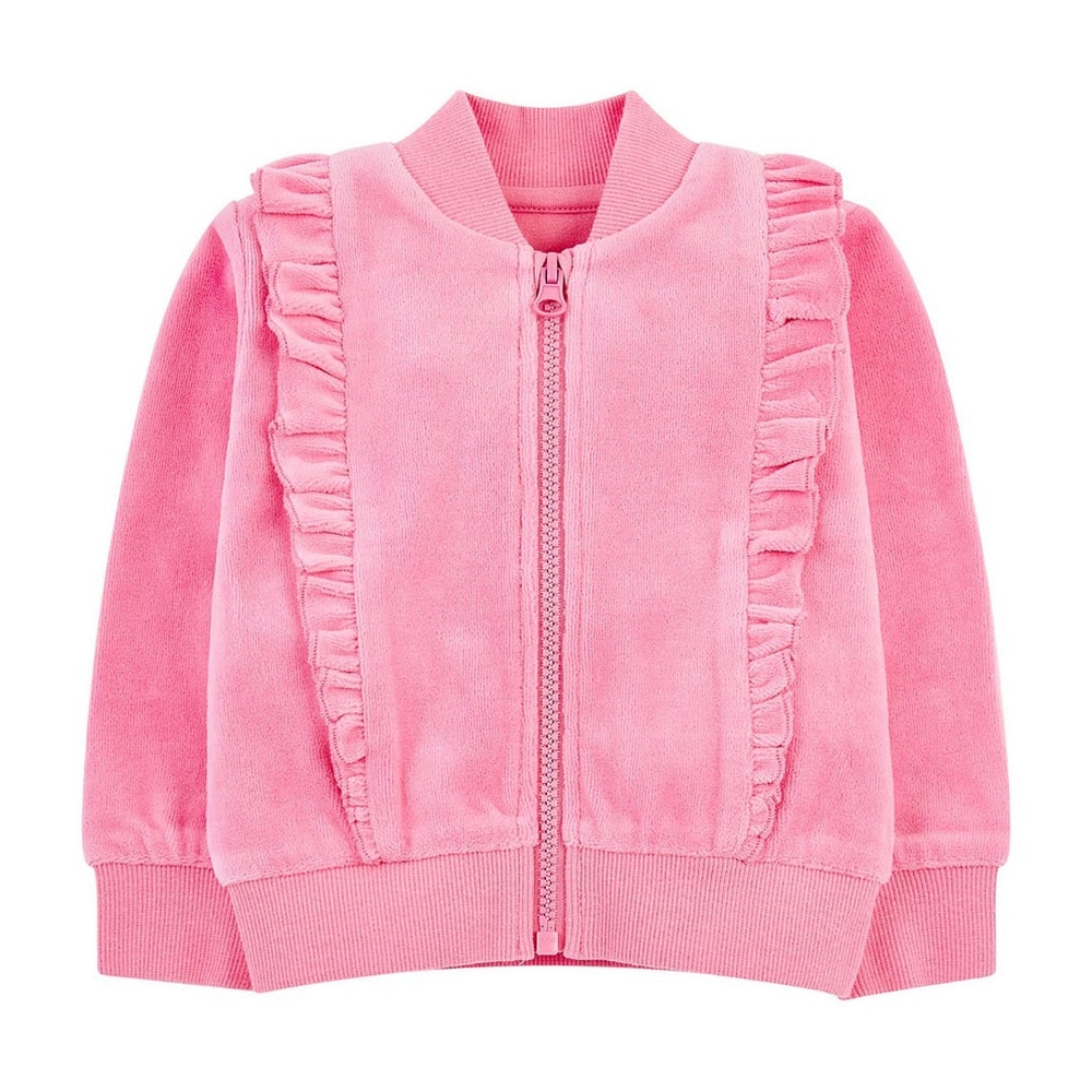 

Pink Velour Zip-Through Cardigan
