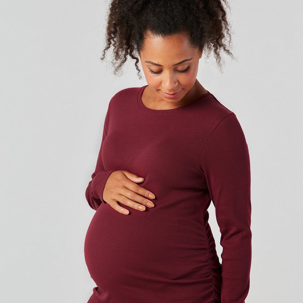 

Burgundy Ribbed Maternity Top