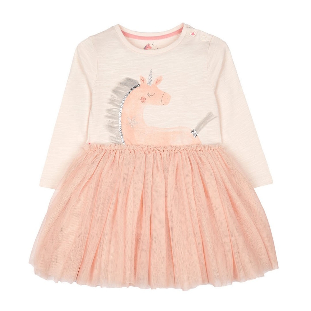 

Pink Glitter Unicorn Mesh Twofer Dress