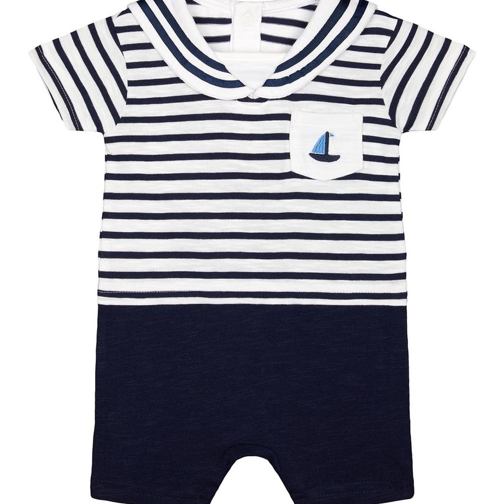 

Heritage Navy Striped Mock Sailor Romper