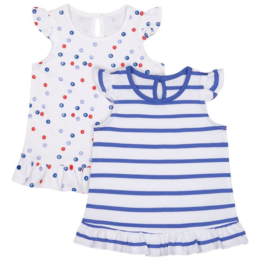 

Girls Half Sleeves T-shirt Striped And Printed - Pack of 2 - Multicolor