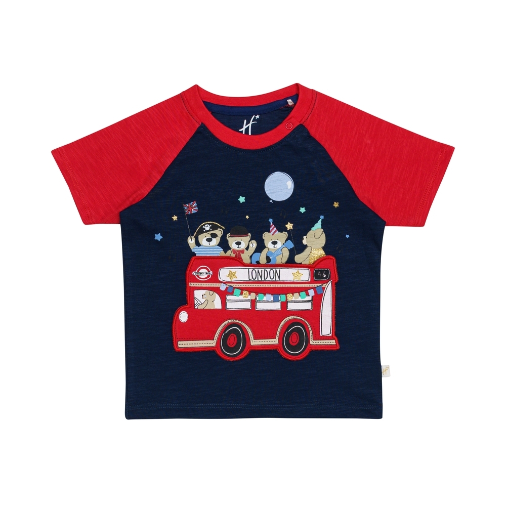 

H by Hamleys Boys Short Sleeves T-Shirt Sequinned Raglan-Multicolor