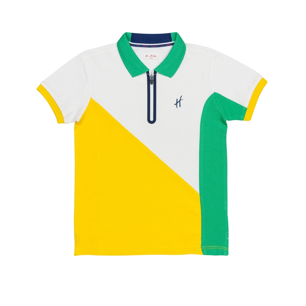 

H by Hamleys Boys Short Sleeves Polo T-Shirt Color Blocked with Badge-Multicolor