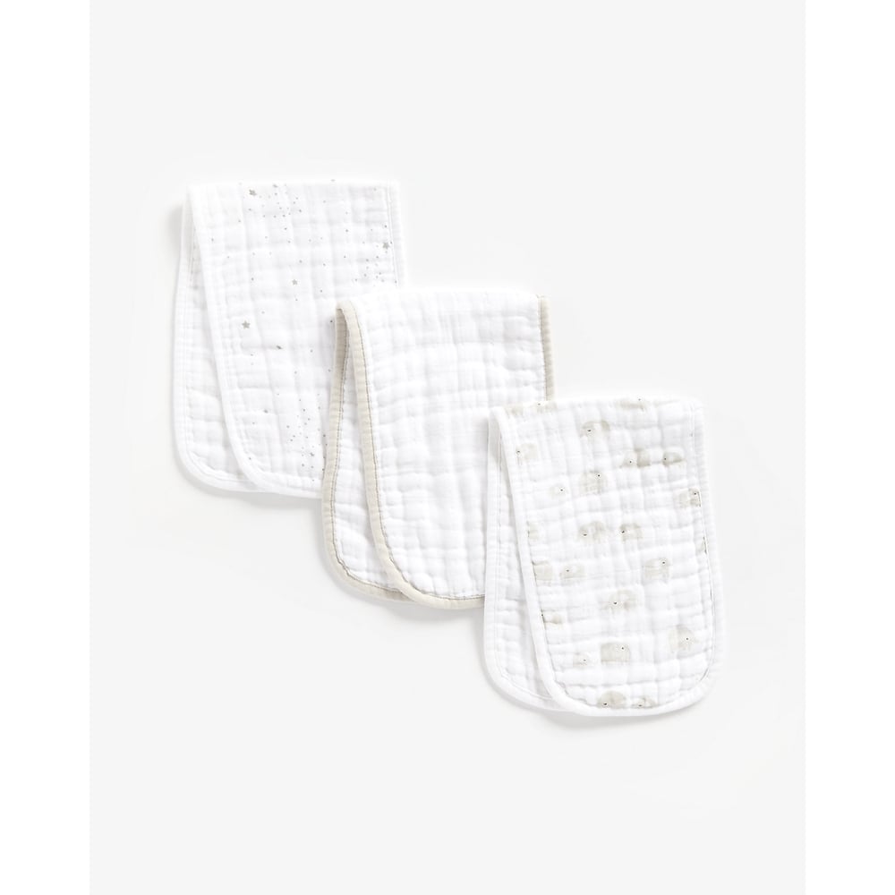 

Mothercare elephant burp cloths white pack of 3