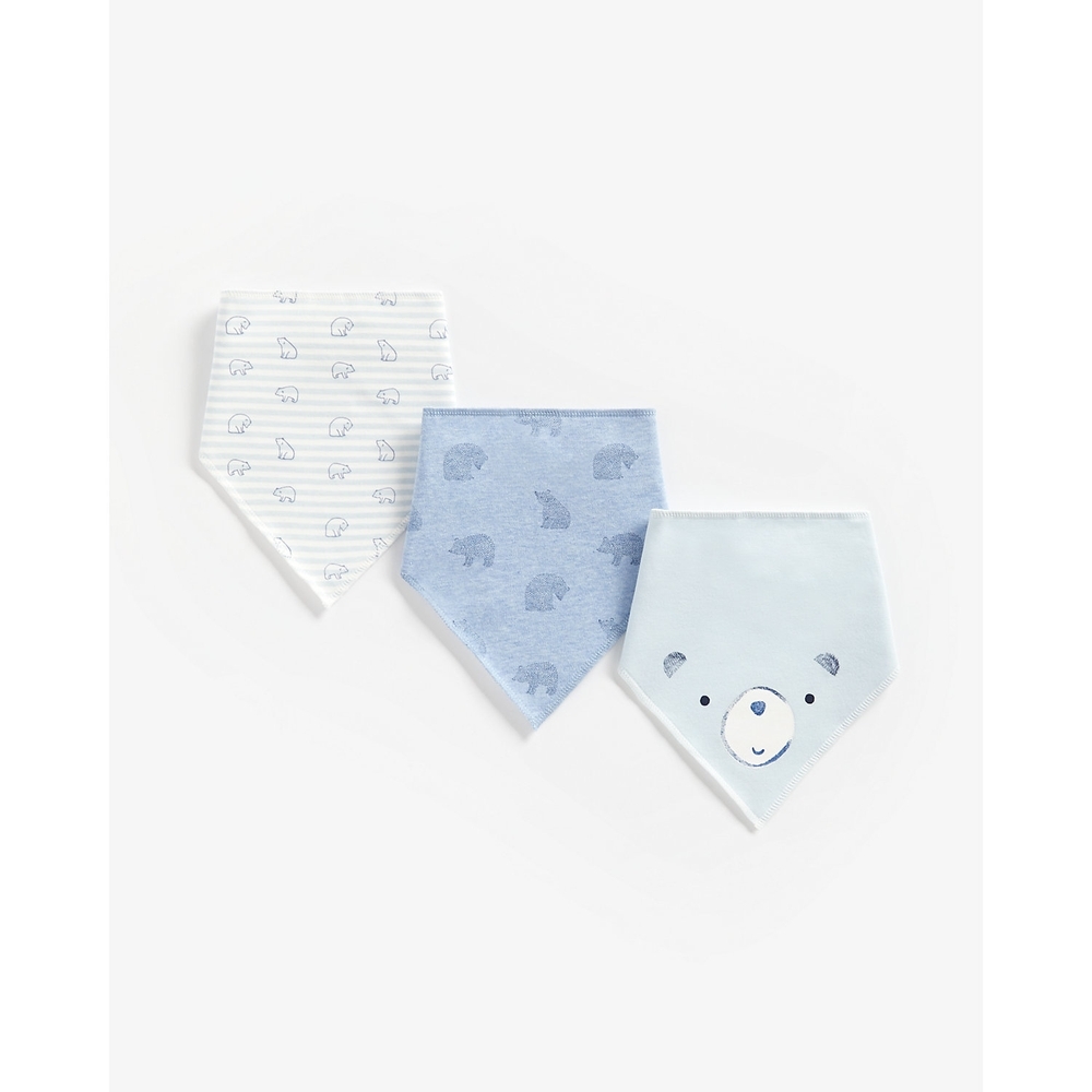 

Mothercare blue bear dribbler bibs blue pack of 3