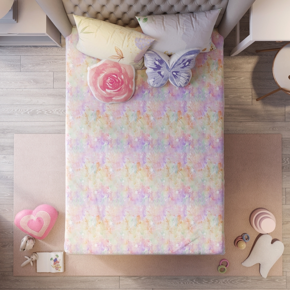 

Fancy fluff secret garden kids double bedsheet set pink