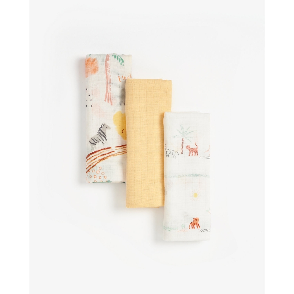 

Mothercare animal kingdom muslins multicolor pack of 3