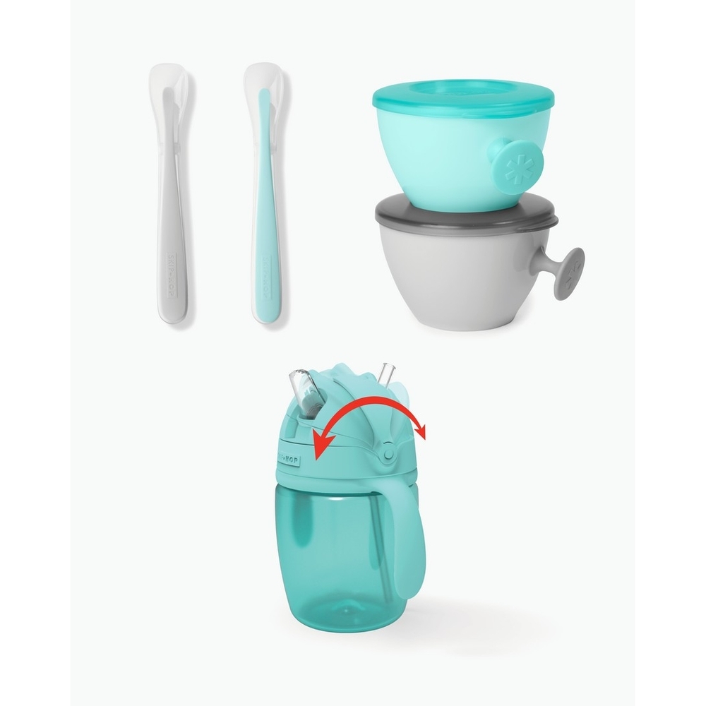 

Skip hop easy-feed mealtime set teal&amp grey