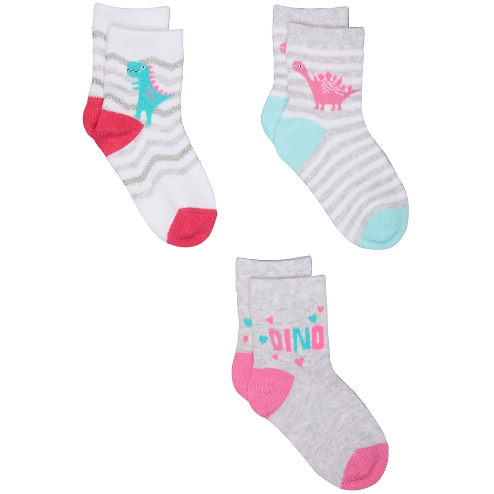 

Girls Dinosaur Socks - 3 Pack - Multicolor
