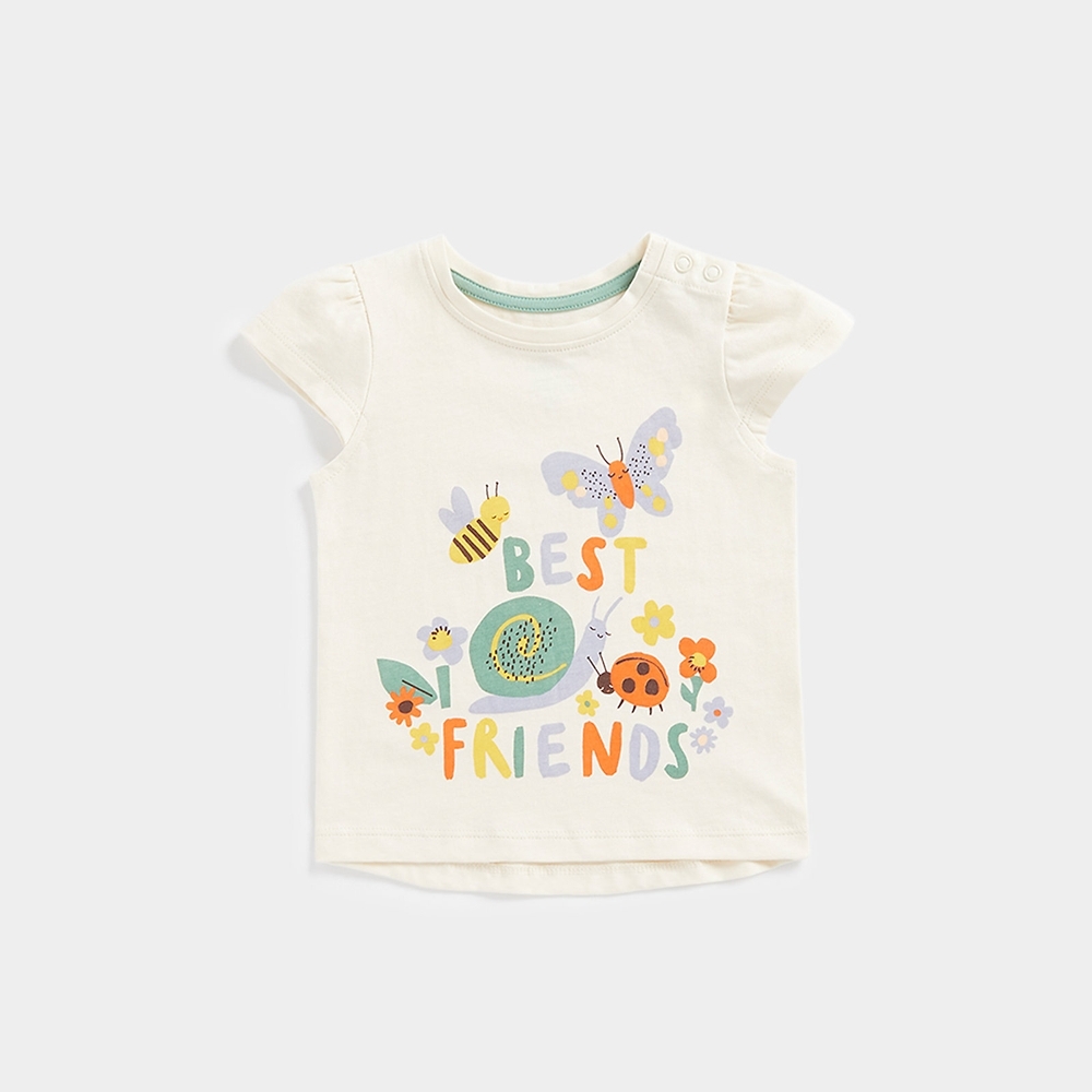 

Mothercare Girls Short Sleeve Best Friends T-Shirt -White