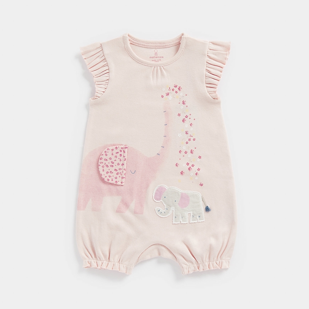 

Mothercare Girls Half Sleeve My First Collection Romper -Pink