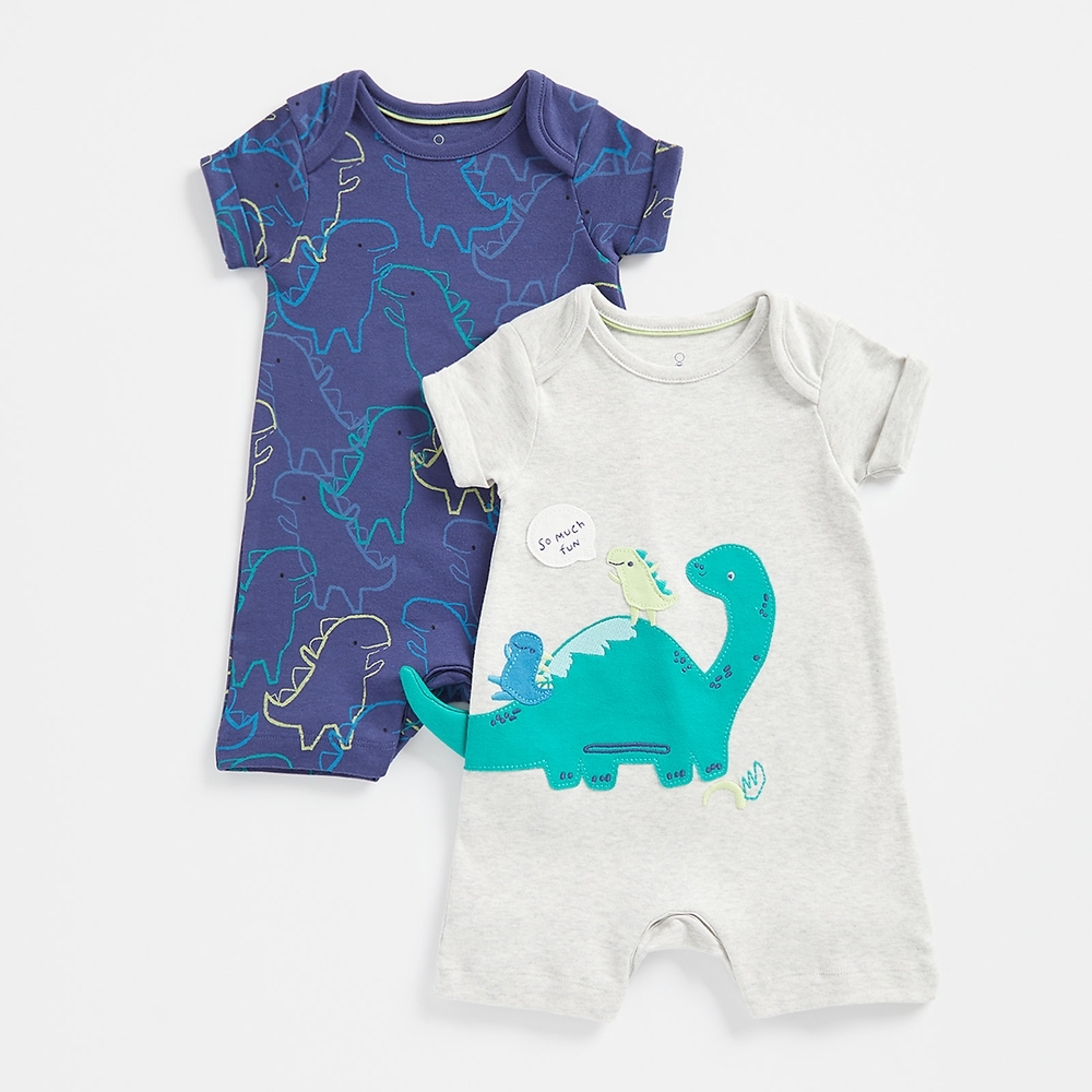 

Mothercare Boys Half Sleeve Dino deisgn Romper-Pack of 2-Multicolor