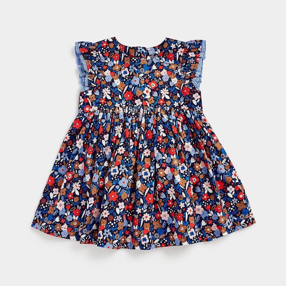 

Mothercare Girls Short Sleeve Floral Print Casual Dress -Multicolor