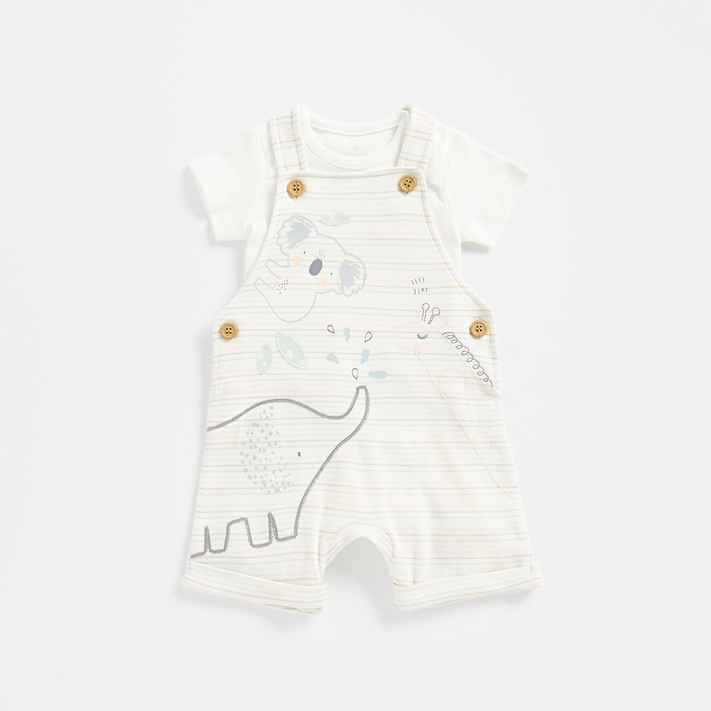 

Mothercare Unisex Half Sleeve My First Collection Dungaree Set -Multicolor