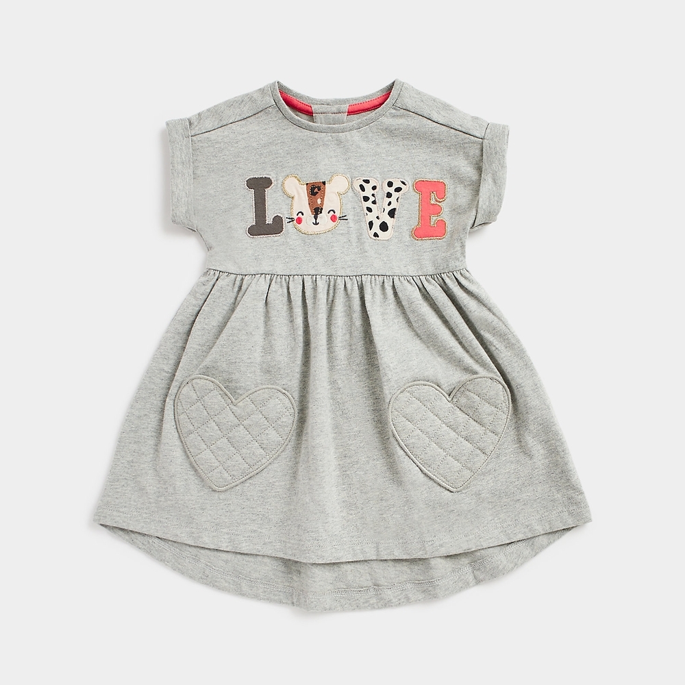 

Mothercare Girls Short Sleeve Casual Dress -Grey