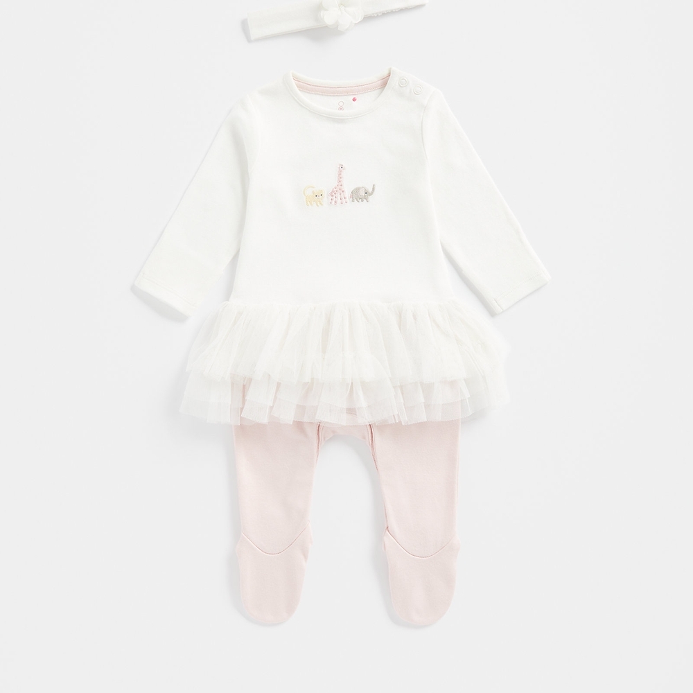 

Mothercare Girls Full Sleeves My First Collection All In One -White