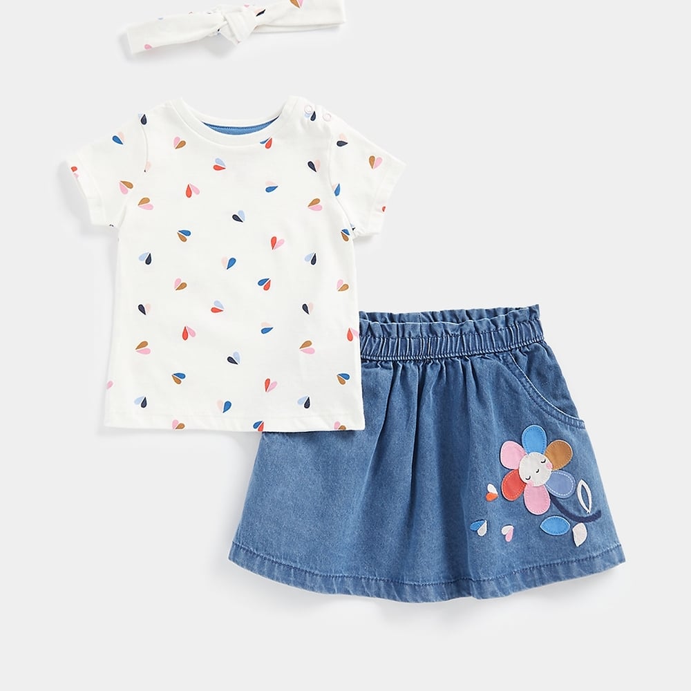 

Mothercare Girls Short Sleeve Skirt Set -Multicolor