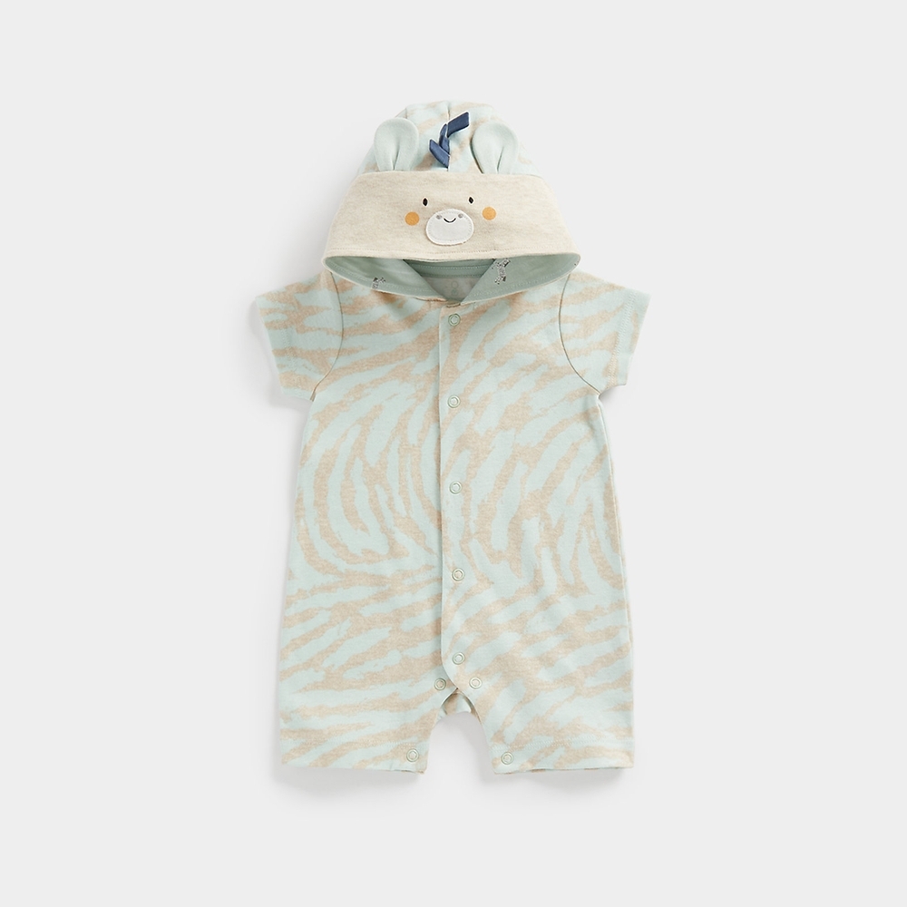 

Mothercare Unisex Half Sleeve Zebra print Romper -Multicolor