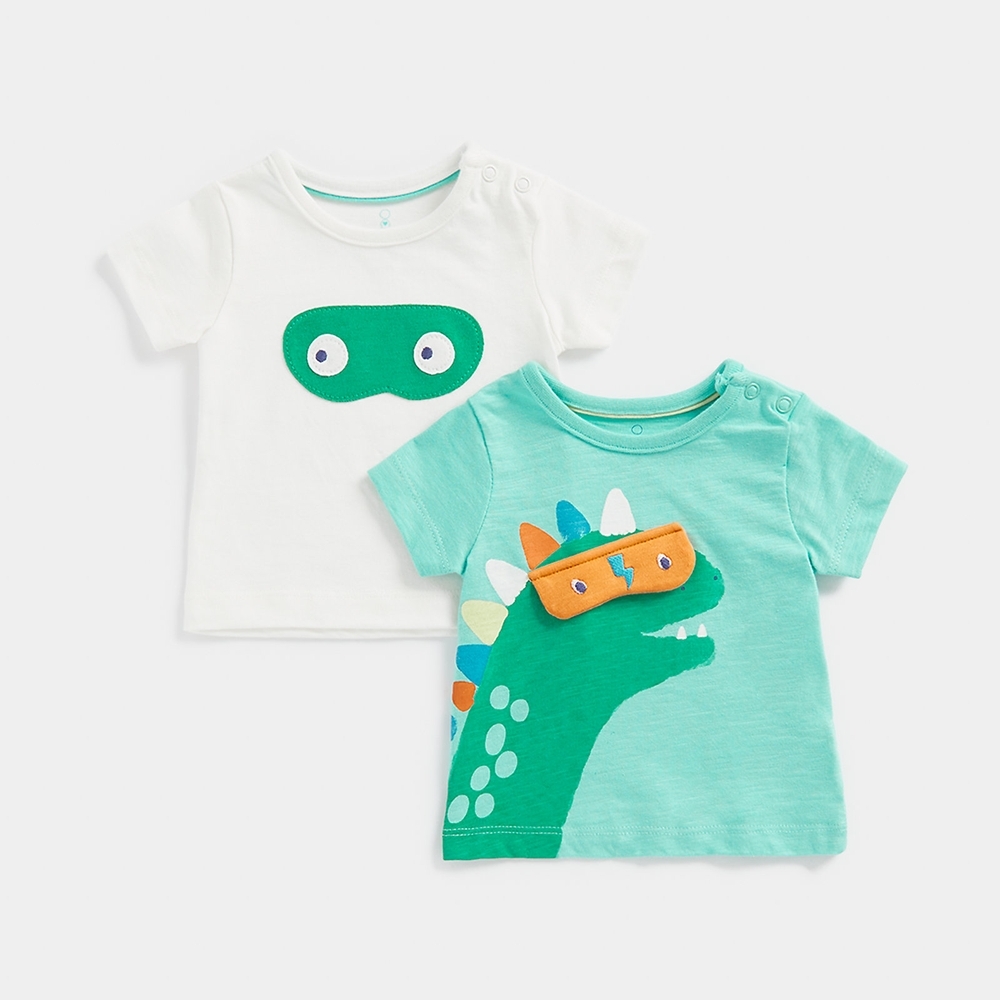 

Mothercare Boys Half Sleeve Dino deisgn T-Shirt-Pack of 2-Multicolor