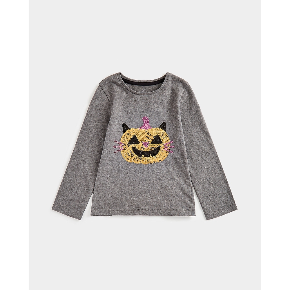 

Girls Full Sleeves T-Shirts Halloween Design-Grey