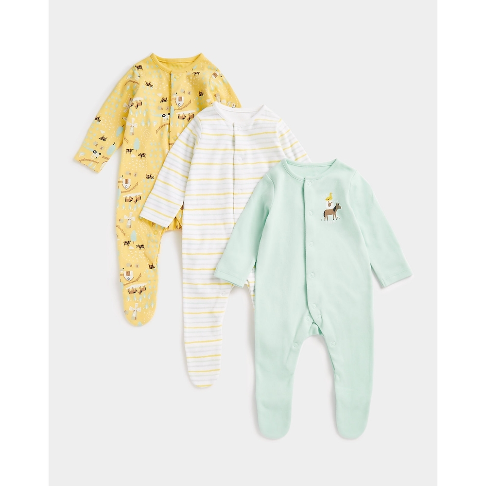 

Unisex Full Sleeves Sleepsuit -Pack of 3-Multicolor