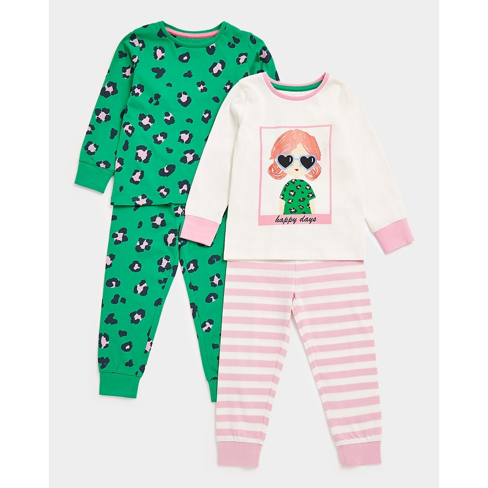 

Girls Full Sleeves Pyjama Sets -Pack of 2-Multicolor