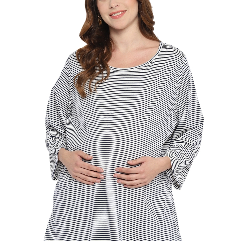 

Momsoon Women 34th Sleeves Maternity Top -Multicolor