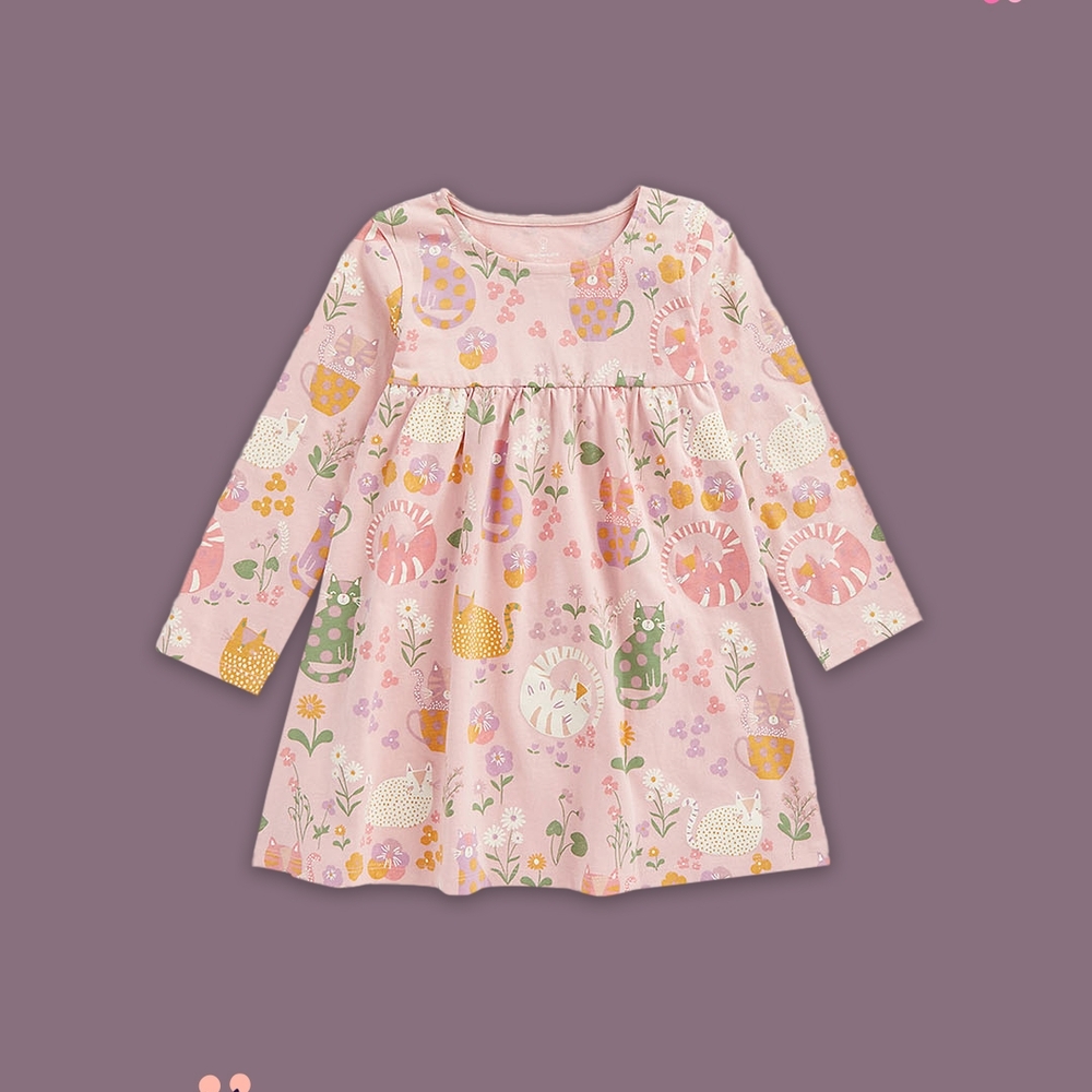 

Girls Full Sleeves Dress Fun Prints-Multicolor