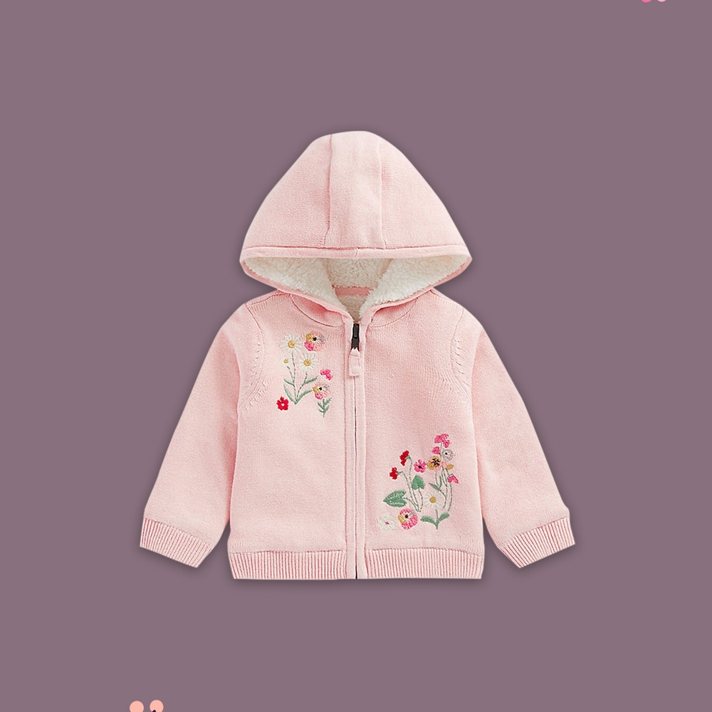 

Girls Full Sleeves Sweatshirts Soft Fur Lining-Pink
