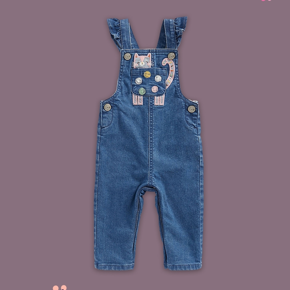 

Girls Sleevless Dungaree -Pack of 1-Denim