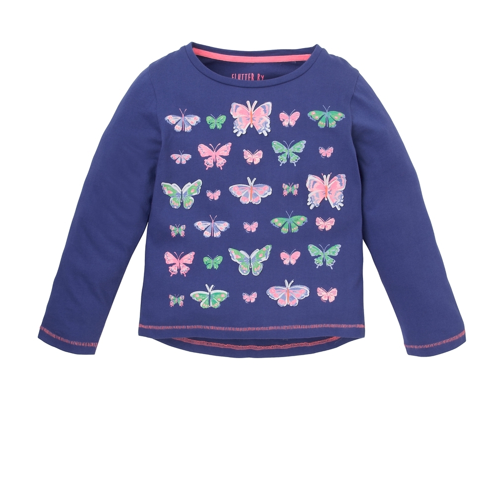 

Girls Full Sleeves Top 3D Butterfly Design - Navy