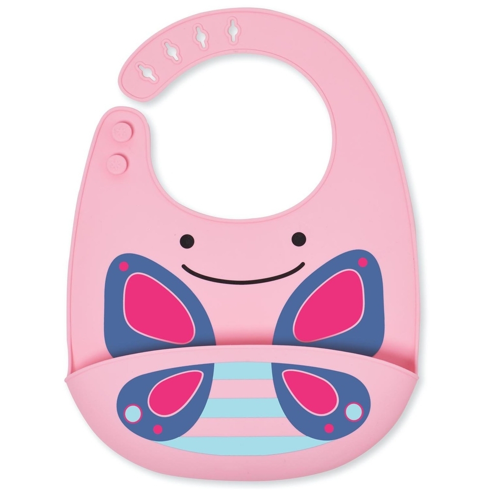 

Skip hop zoo fold&amp go silicone bib pink