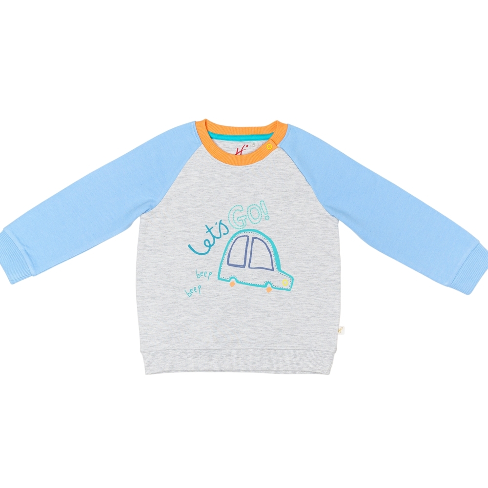 

H by Hamleys Boys Full Sleeve Sweatshirt Raglan Slogan Print-Multicolor