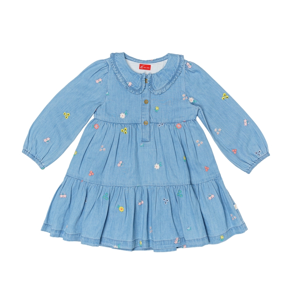 

H by Hamleys Girls Full Sleeve Dress All Over Floral Print-Multicolor