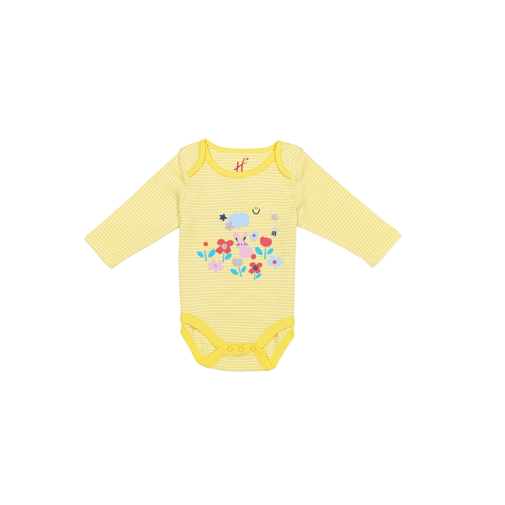 

H by Hamleys Girls Full Sleeve Bodysuit Floral Design-Multicolor