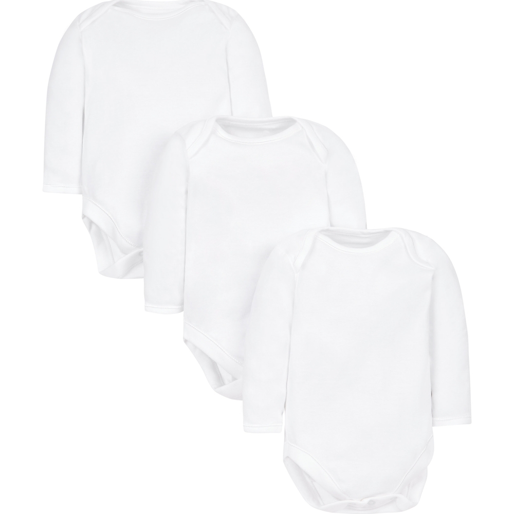 

Unisex Full Sleeves Bodysuit - Pack Of 3 - White