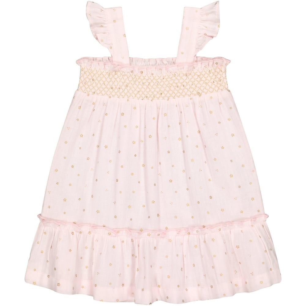 

Girls Sleeveless Embroidered Dress - Pink