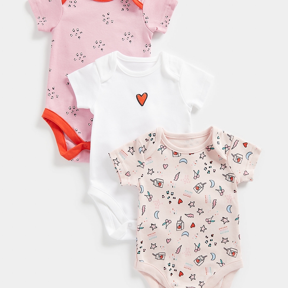 

Mothercare Unisex Half Sleeves Bodysuit-Pack of 3-Multicolor