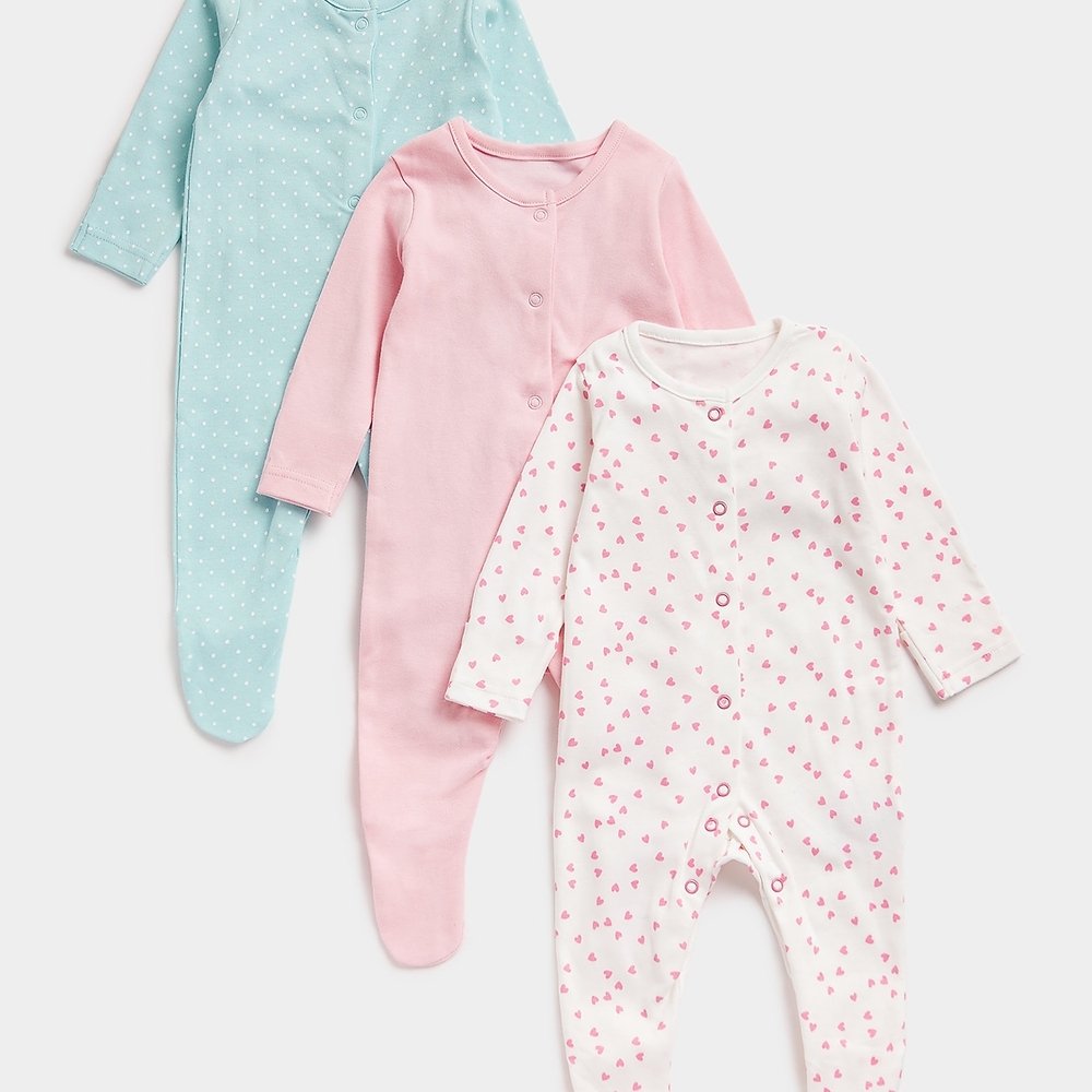 

Mothercare Unisex Full Sleeves Romper-Pack of 3-Multicolor