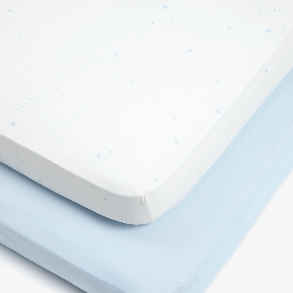 

Mothercare Blue Fitted Cot Bed Sheets Blue Pack of 2