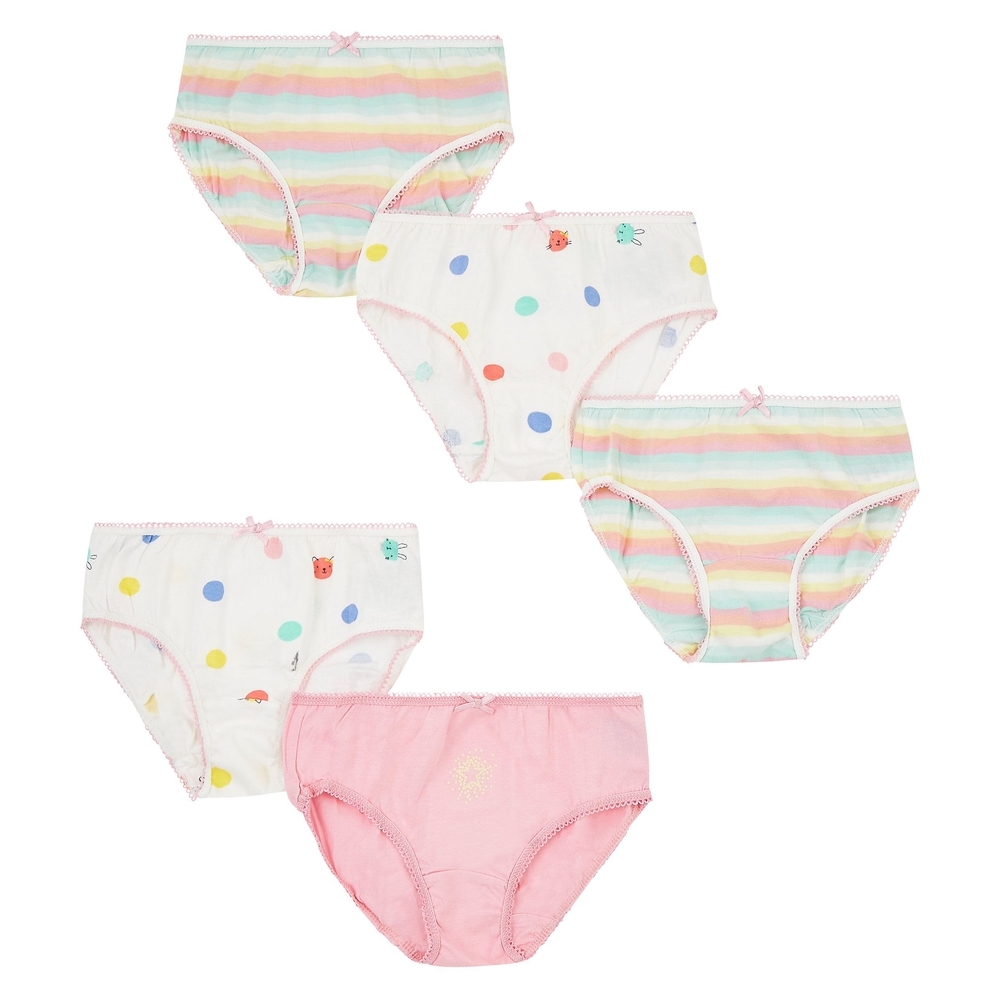 

Girls Flower And Spot Briefs - 5 Pack - Multicolor