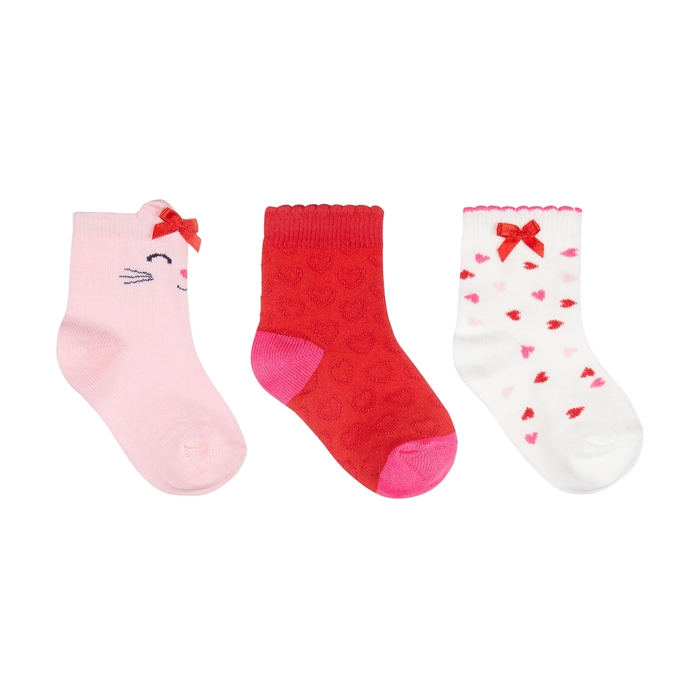 

Girls Cat And Heart Socks - 3 Pack - Multicolor