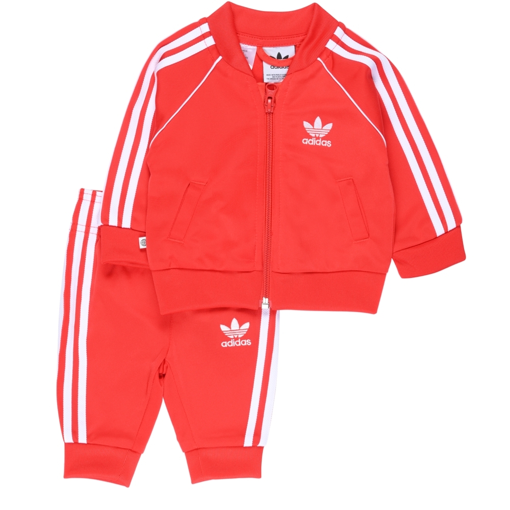 

Adidas Kids Full Sleeves Tracksuit Unisex Stripes-Pack Of 1-Red