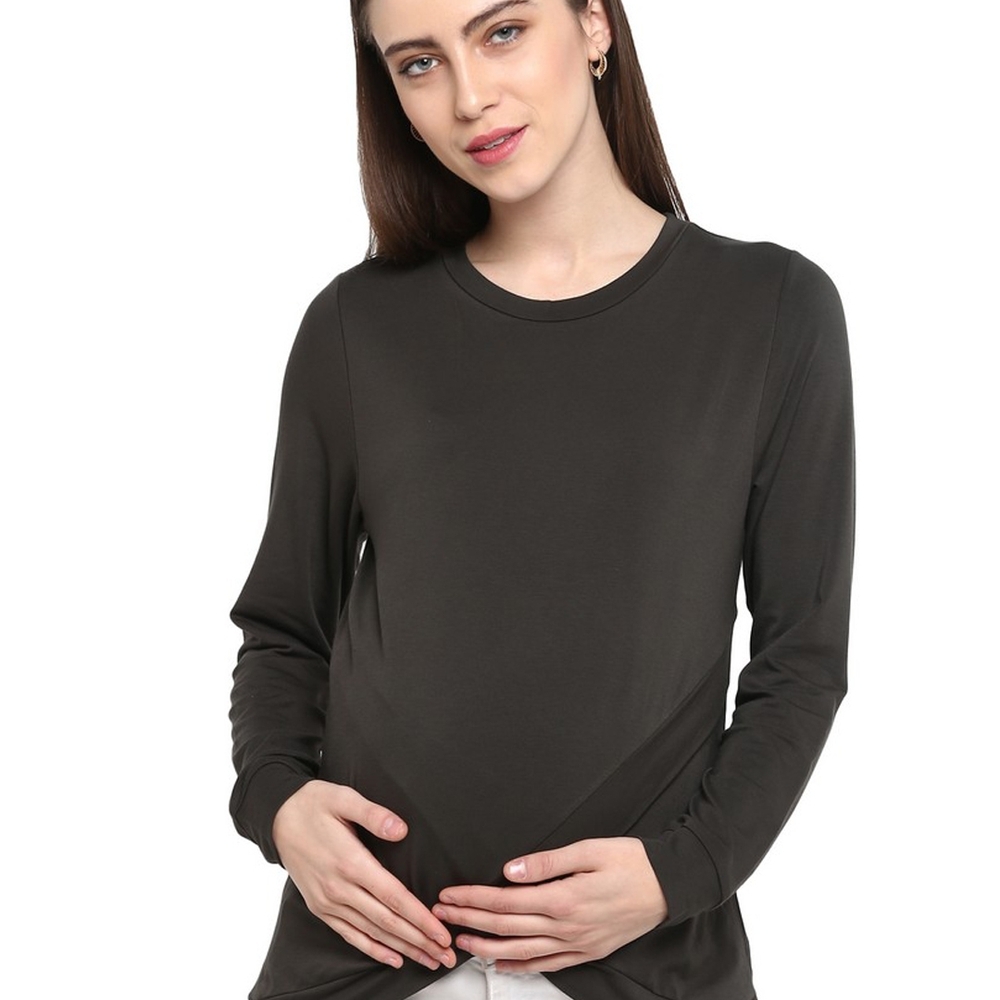 

Momsoon women maternity full Sleeves top- Olive