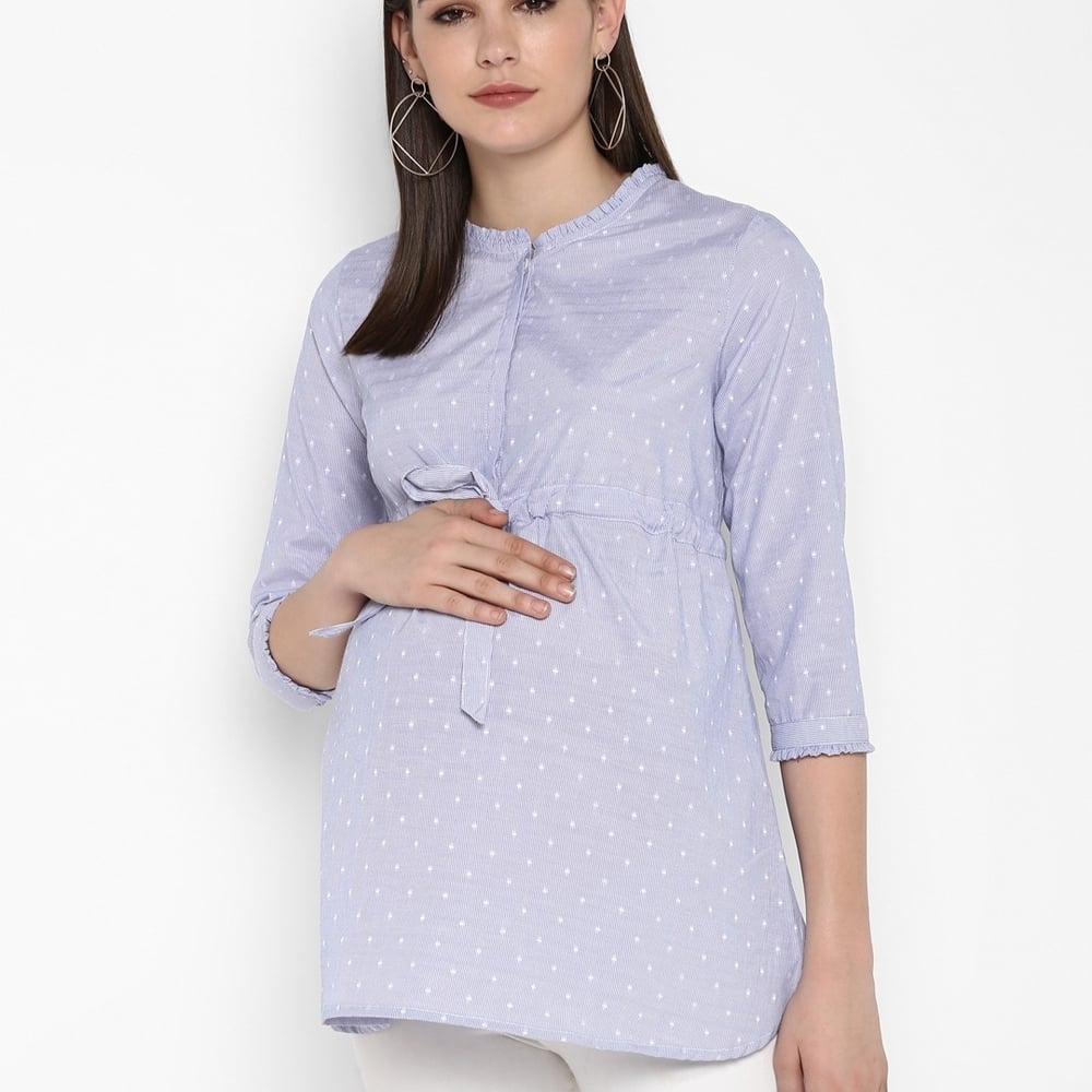 

Momsoon women maternity three-fourth sleeves top- Blue