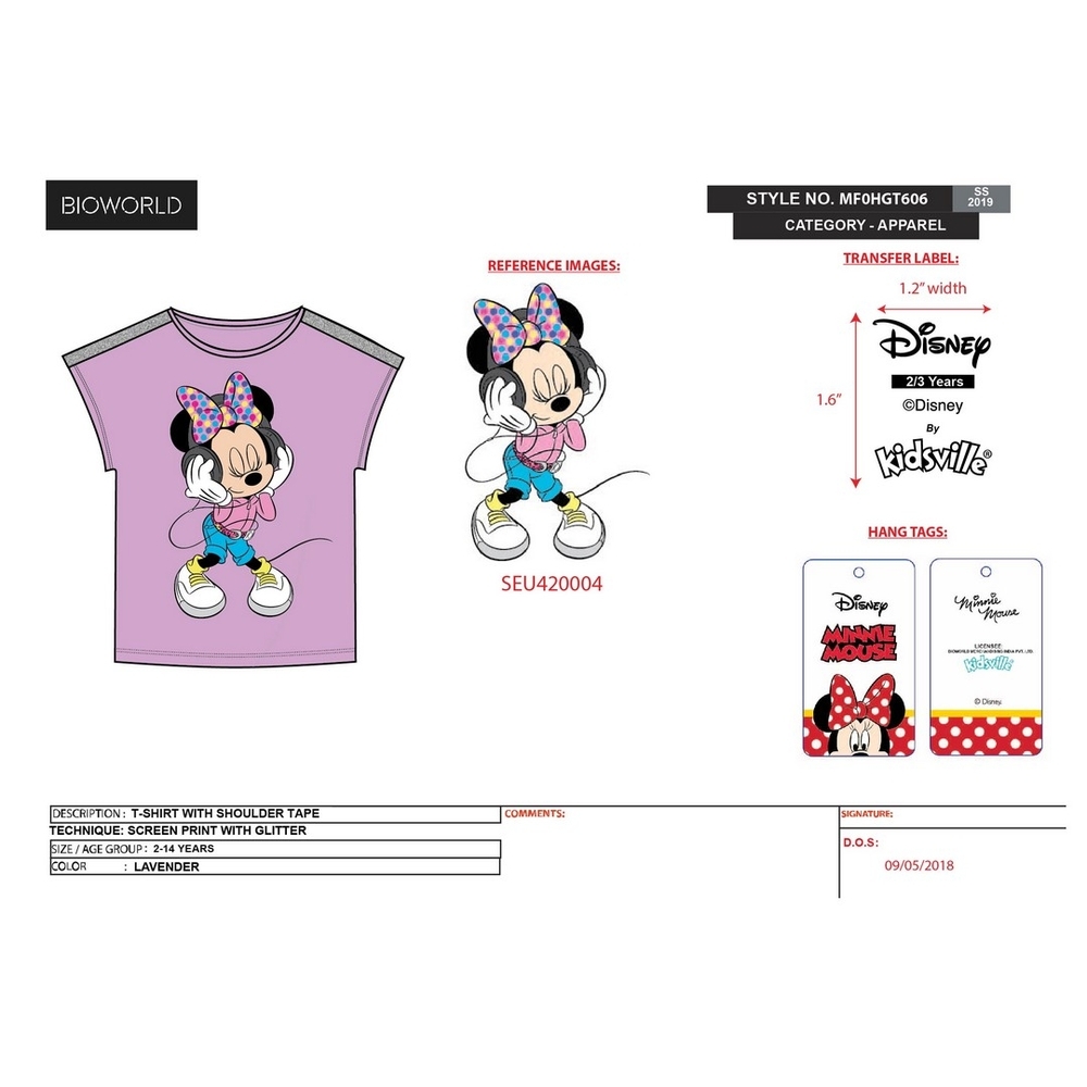 

Kidsville Girls Half sleeves Round neck tee Minnie mouse-Lilac